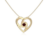 natural garnet floral heart necklaces in yellow gold vermeil